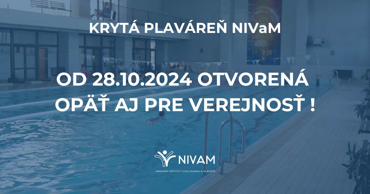 Krytá plaváreň NIVaM od pondelka 28.10.2024 opäť otvorená aj pre verejnosť