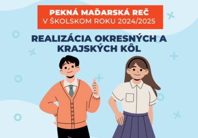 Na obrázku sú kreslené postavičky s nadpisom usmernenie k súťaži Pekná maďarská reč