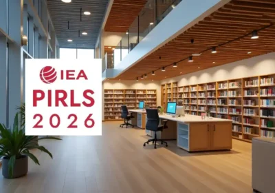 Pohľad do študovne a logo PIRLS