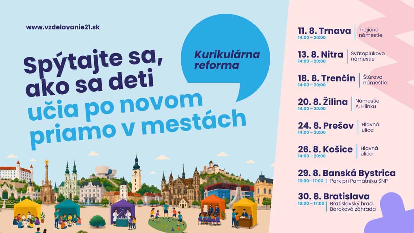 Plagát kampane s termínmi a miestami, kde sa môže verejnosť zúčastniť