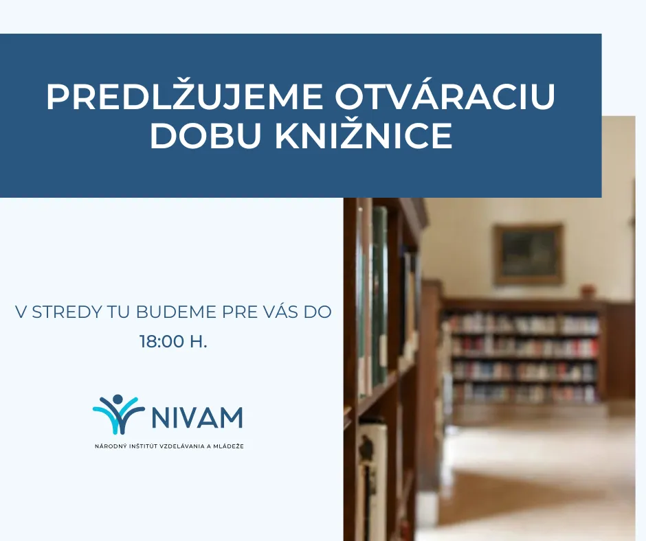 Grafika s textom: Predlžujeme otváraciu dobu knižnice