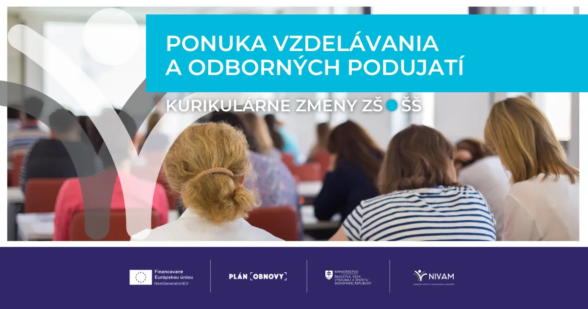 Grafický banner s ponukou vzdelávania a odborných podujatí.