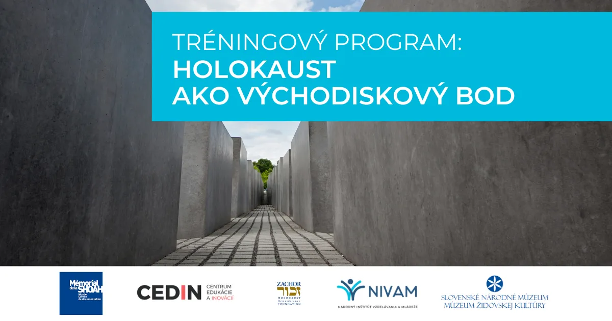 Na fotke grafika s pozvaním na tréningový program o holokauste.